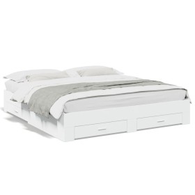 Estructura cama con cajones madera ingeniería blanca 180x200 cm de vidaXL, Camas y somieres - Ref: Foro24-3280363, Precio: 20...