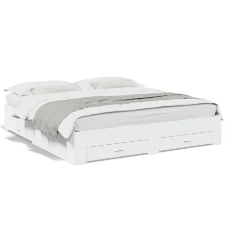 Estructura cama con cajones madera ingeniería blanca 180x200 cm de vidaXL, Camas y somieres - Ref: Foro24-3280363, Precio: 21...