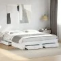 White engineered wood bed frame with drawers 180x200 cm by vidaXL, Beds and slatted bases - Ref: Foro24-3280363, Price: 208,0...