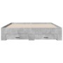 Cama con cajones madera ingeniería gris hormigón 150x200 cm de vidaXL, Camas y somieres - Ref: Foro24-3280380, Precio: 196,96...