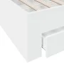 White engineered wood bed frame with drawers 150x200 cm by vidaXL, Beds and slatted bases - Ref: Foro24-3280377, Price: 174,0...