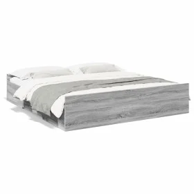 Sonoma gray engineered wood bed with drawers 200x200 cm by vidaXL, Beds and slatted bases - Ref: Foro24-3280270, Price: 165,8...
