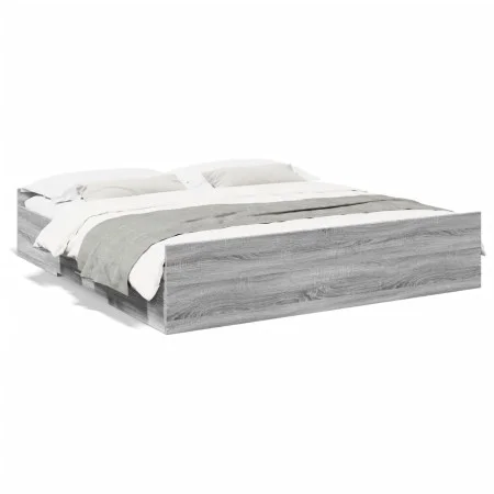 Sonoma gray engineered wood bed with drawers 200x200 cm by vidaXL, Beds and slatted bases - Ref: Foro24-3280270, Price: 165,8...