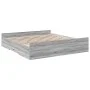 Sonoma gray engineered wood bed with drawers 200x200 cm by vidaXL, Beds and slatted bases - Ref: Foro24-3280270, Price: 165,8...