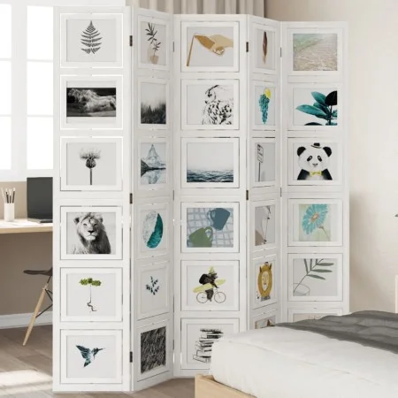 White Paulownia solid wood 5-panel dividing screen by vidaXL, Room dividers - Ref: Foro24-358695, Price: 164,50 €, Discount: %