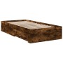 Smoked oak engineered wood bed with drawers 75x190 cm by vidaXL, Beds and slatted bases - Ref: Foro24-3280444, Price: 104,77 ...