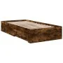 Smoked oak engineered wood bed with drawers 75x190 cm by vidaXL, Beds and slatted bases - Ref: Foro24-3280444, Price: 103,00 ...