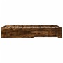 Smoked oak engineered wood bed with drawers 75x190 cm by vidaXL, Beds and slatted bases - Ref: Foro24-3280444, Price: 104,77 ...