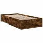 Smoked oak engineered wood bed with drawers 75x190 cm by vidaXL, Beds and slatted bases - Ref: Foro24-3280444, Price: 103,00 ...