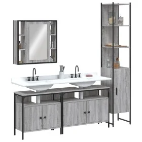 4-teiliges Badezimmerschrank-Set aus grauem Sonoma-Sperrholz von vidaXL, Badezimmermöbel - Ref: Foro24-3214748, Preis: 261,81...