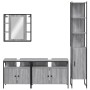 4-teiliges Badezimmerschrank-Set aus grauem Sonoma-Sperrholz von vidaXL, Badezimmermöbel - Ref: Foro24-3214748, Preis: 266,03...