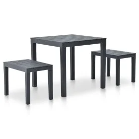 Garden table with 2 anthracite gray plastic benches by vidaXL, Garden sets - Ref: Foro24-48778, Price: 136,31 €, Discount: %