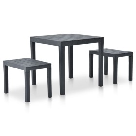 Gartentisch mit 2 anthrazitgrauen Kunststoffbänken von vidaXL, Gartensets - Ref: Foro24-48778, Preis: 138,69 €, Rabatt: %