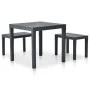 Gartentisch mit 2 anthrazitgrauen Kunststoffbänken von vidaXL, Gartensets - Ref: Foro24-48778, Preis: 136,31 €, Rabatt: %