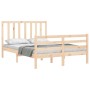 Double bed frame with solid wood headboard by vidaXL, Beds and slatted bases - Ref: Foro24-3193761, Price: 119,69 €, Discount: %