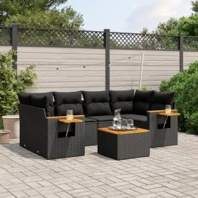 7-piece garden dining set and black synthetic rattan cushions by vidaXL, Garden sets - Ref: Foro24-3226636, Price: 466,62 €, ...