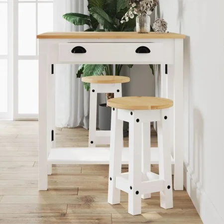 Taburetes altos de cocina 2 uds madera maciza de pino blanco de vidaXL, muebles para cocinas y comedores - Ref: Foro24-400570...
