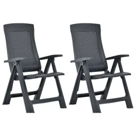 Reclining garden chairs 2 units anthracite gray plastic by vidaXL, Garden chairs - Ref: Foro24-48761, Price: 149,87 €, Discou...