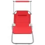 Folding lounger with awning and red steel wheels by vidaXL, Loungers - Ref: Foro24-44324, Price: 64,12 €, Discount: %