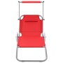 Klappliege mit Markise und roten Stahlrädern von vidaXL, Liegen - Ref: Foro24-44324, Preis: 75,20 €, Rabatt: %