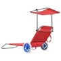 Folding lounger with awning and red steel wheels by vidaXL, Loungers - Ref: Foro24-44324, Price: 64,12 €, Discount: %