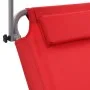 Folding lounger with awning and red steel wheels by vidaXL, Loungers - Ref: Foro24-44324, Price: 64,12 €, Discount: %