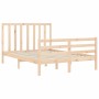Double bed frame with solid wood headboard by vidaXL, Beds and slatted bases - Ref: Foro24-3193761, Price: 119,69 €, Discount: %