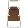 Tumbona plegable con toldo y ruedas acero gris taupé de vidaXL, Tumbonas - Ref: Foro24-44326, Precio: 72,77 €, Descuento: %
