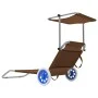 Folding lounger with awning and taupe gray steel wheels by vidaXL, Loungers - Ref: Foro24-44326, Price: 63,59 €, Discount: %