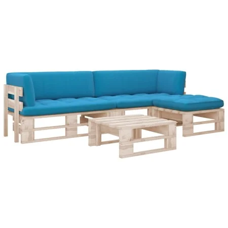 Muebles de palets 4 pzas y cojines madera pino impregnada de vidaXL, Conjuntos de jardín - Ref: Foro24-3066821, Precio: 329,0...