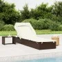 Sun lounger with folding awning, brown synthetic rattan 213x63x97cm by vidaXL, Loungers - Ref: Foro24-319637, Price: 181,43 €...