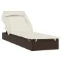 Sun lounger with folding awning, brown synthetic rattan 213x63x97cm by vidaXL, Loungers - Ref: Foro24-319637, Price: 181,43 €...