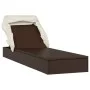 Sun lounger with folding awning, brown synthetic rattan 213x63x97cm by vidaXL, Loungers - Ref: Foro24-319637, Price: 181,43 €...
