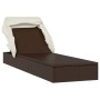 Tumbona con toldo plegable ratán sintético marrón 213x63x97cm de vidaXL, Tumbonas - Ref: Foro24-319637, Precio: 164,40 €, Des...