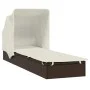 Sun lounger with folding awning, brown synthetic rattan 213x63x97cm by vidaXL, Loungers - Ref: Foro24-319637, Price: 181,43 €...