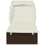 Sun lounger with folding awning, brown synthetic rattan 213x63x97cm by vidaXL, Loungers - Ref: Foro24-319637, Price: 164,40 €...