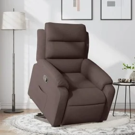 Sillón reclinable elevable tela marrón oscuro by vidaXL, Armchairs - Ref: Foro24-3204985, Price: 321,38 €, Discount: %