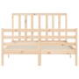 Double bed frame with solid wood headboard by vidaXL, Beds and slatted bases - Ref: Foro24-3193761, Price: 119,69 €, Discount: %