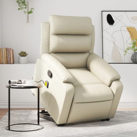 Sillón reclinable de masaje de pie cuero artificial color crema by vidaXL, Armchairs - Ref: Foro24-3205050, Price: 319,20 €, ...