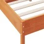 Bed frame with wax brown pine wood headboard 135x190 cm by vidaXL, Beds and slatted bases - Ref: Foro24-842773, Price: 118,45...