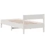 Bettgestell aus weißem Kiefernholz mit Kopfteil 100 x 200 cm von vidaXL, Betten und Lattenroste - Ref: Foro24-842759, Preis: ...