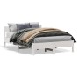 Bed frame with white pine wood headboard 135x190 cm by vidaXL, Beds and slatted bases - Ref: Foro24-842771, Price: 119,87 €, ...