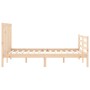 Double bed frame with solid wood headboard by vidaXL, Beds and slatted bases - Ref: Foro24-3193761, Price: 119,69 €, Discount: %