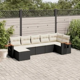 Set de comedor de jardín 7 pzas y cojines ratán sintético negro by vidaXL, Garden sets - Ref: Foro24-3259431, Price: 428,06 €...