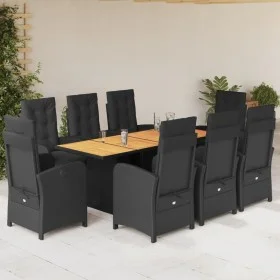 Garten-Essgruppe 9-teilig mit schwarzen Polstern aus synthetischem Rattan von vidaXL, Gartensets - Ref: Foro24-3212505, Preis...