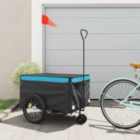 Remolque para bicicleta hierro negro y azul 45 kg by vidaXL, Bicycle trailers - Ref: Foro24-94114, Price: 105,98 €, Discount: %