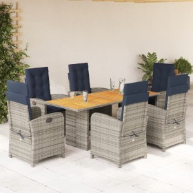 Garten-Essgruppe 7-teilig mit Kissen aus synthetischem Rattan in Beige. von vidaXL, Gartensets - Ref: Foro24-3212281, Preis: ...