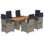 Set comedor de jardín 7 pzas con cojines ratán sintético beige by vidaXL, Garden sets - Ref: Foro24-3212281, Price: 947,15 €,...