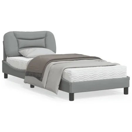 Bed frame with light gray fabric headboard 80x200 cm by vidaXL, Beds and slatted bases - Ref: Foro24-3207730, Price: 133,54 €...