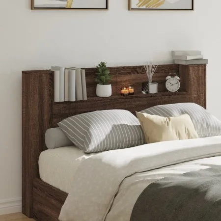 Braunes Eichenholz-Kopfteil mit LED-Licht 160x16,5x103,5 cm. von vidaXL, Kopf- und Fußteile - Ref: Foro24-839258, Preis: 105,...